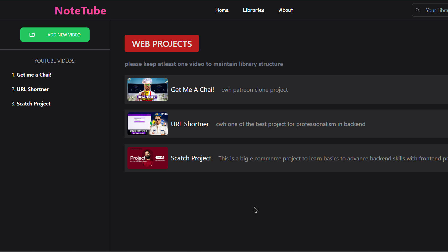 YouTube Notes Library