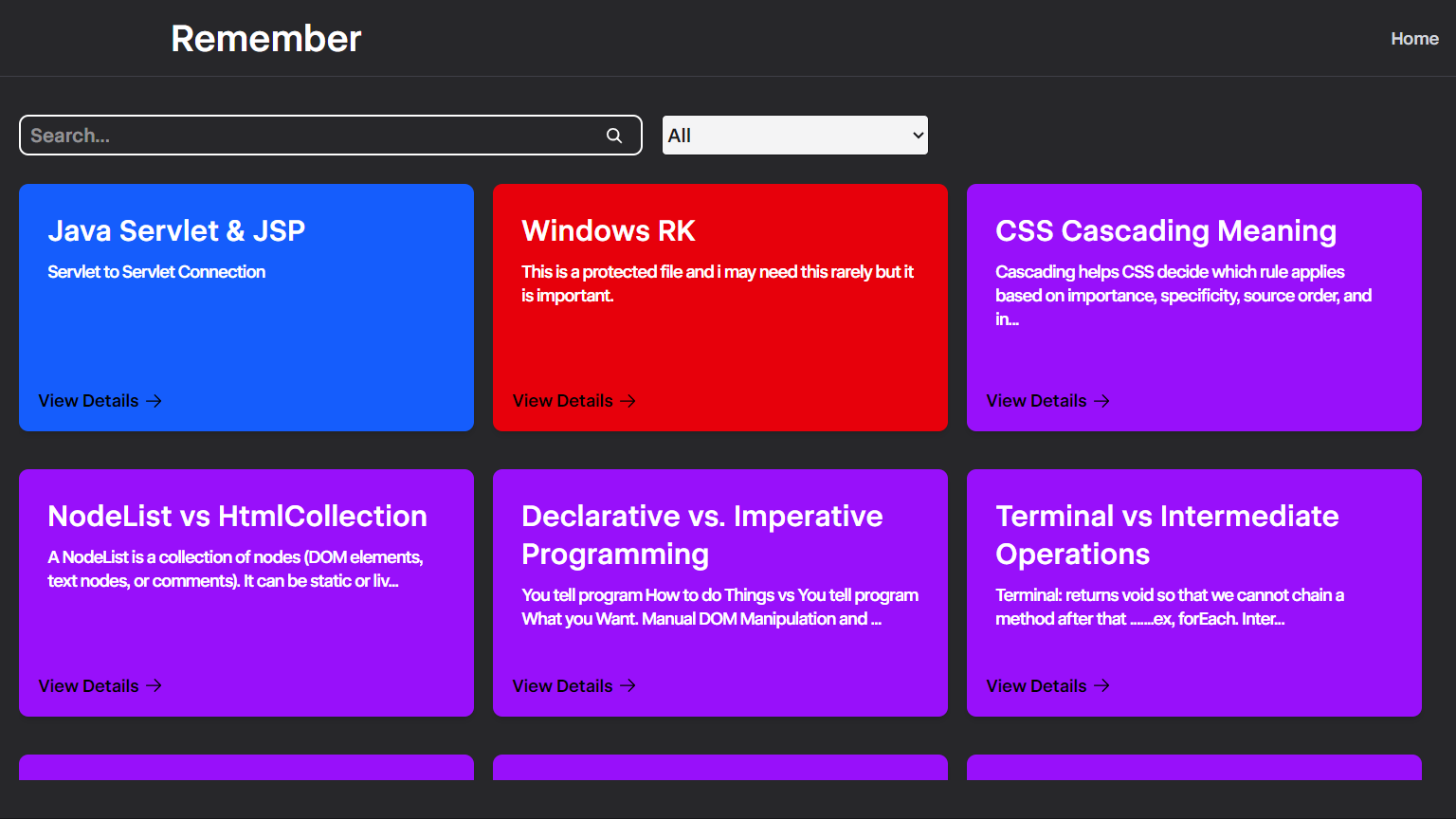 Knowledge Storage App